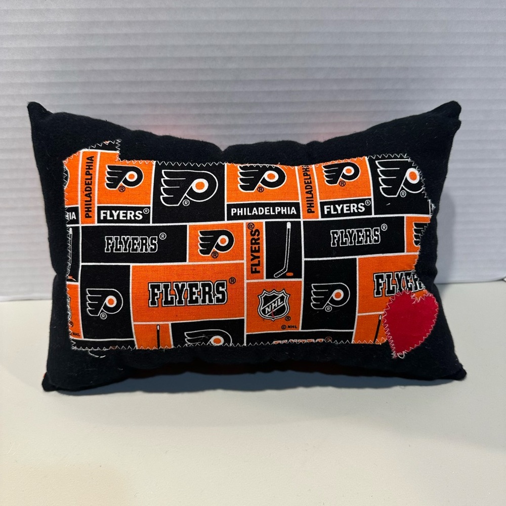 Handmade 12x8” Philadelphia Flyers PA State Appliqué Throw Pillow with Heart